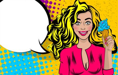 Güzel sarışın seksi kız pop sanat dondurma