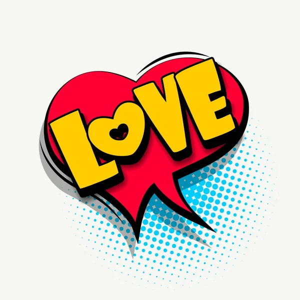 Comic book tekst zeepbel sjabloon liefde hart — Stockvector