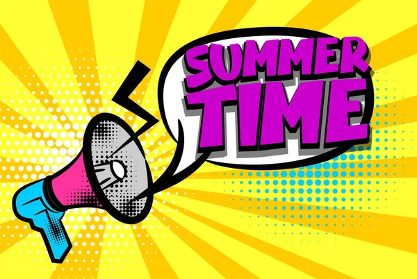 Summer time comic text pop art colored bubble — Stock Vector