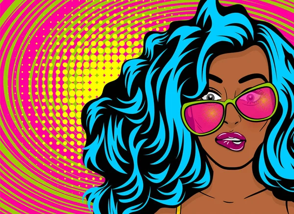 Black young oops woman pop art style wow swag — Stock Vector