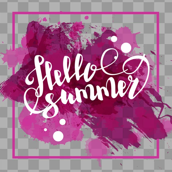 Hola verano color lila letras de la mano — Archivo Imágenes Vectoriales