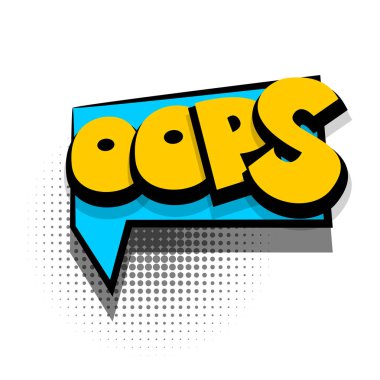 Komik metin konuşma balonu ifade oops