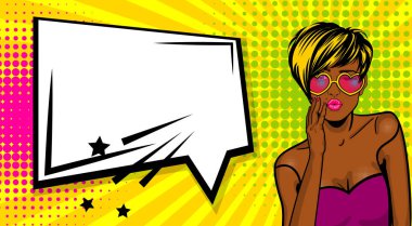 Cool kadın pop sanat komik metin konuşma kutusu
