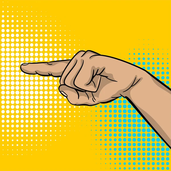 Pop art güçlü adam el parmak işaretçisini göster