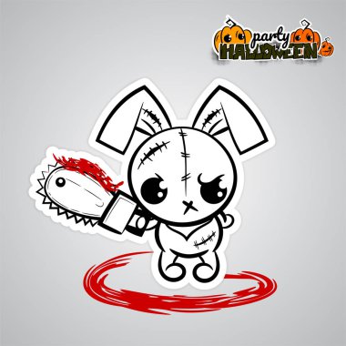 Halloween evil bunny voodoo doll pop art comic