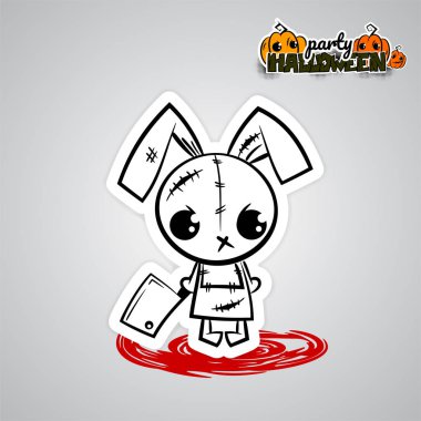 Cadılar Bayramı kötü bunny Vudu bebeği pop sanat komik