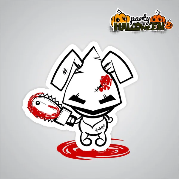 Halloween lapin maléfique poupée vaudou pop art BD — Image vectorielle