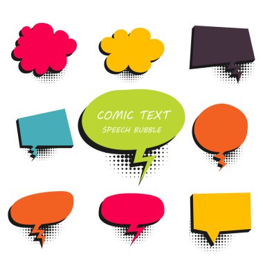 Komik renkli metin konuşma balonu 9