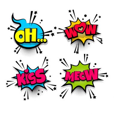 Pop art ifade komik metin kümesi
