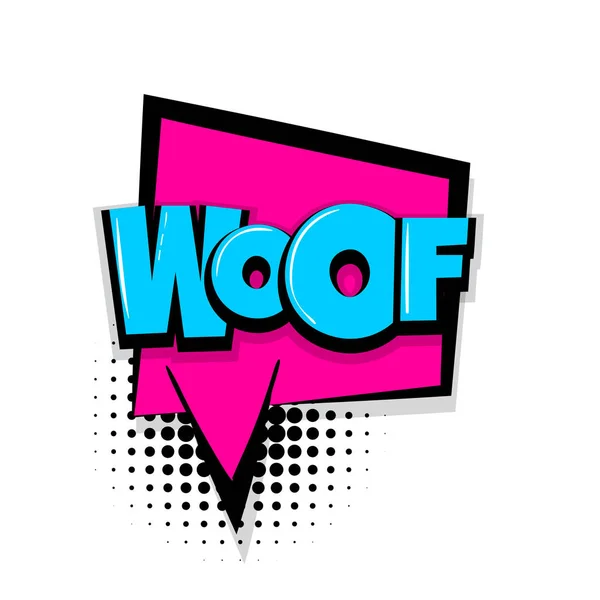 Woof κωμικό κείμενο λευκό φόντο — Διανυσματικό Αρχείο
