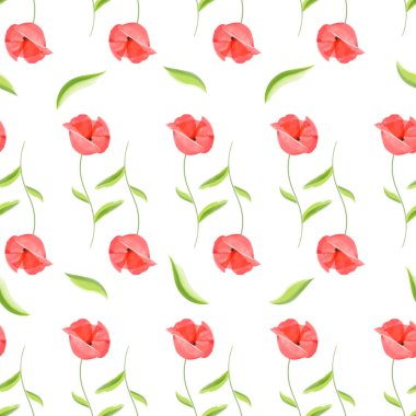 Romantik Kırmızı haşhaş çiçek deseni