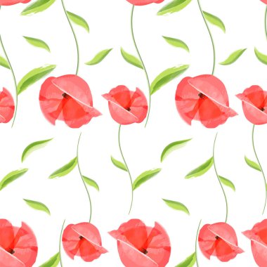 Romantik Kırmızı haşhaş çiçek deseni