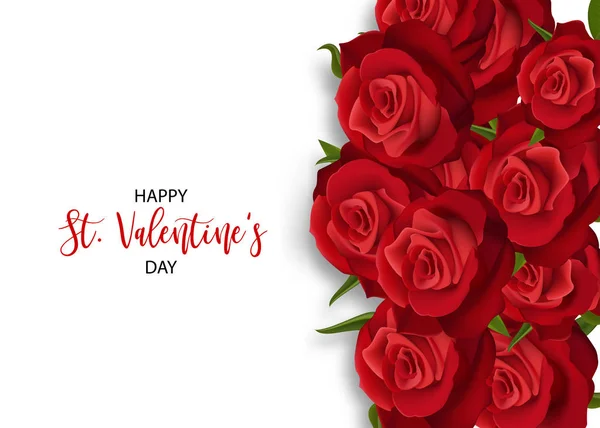 Réaliste rose rouge carte de valentines — Image vectorielle