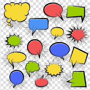 Renkli boş çizgi roman kabarcık ayarla