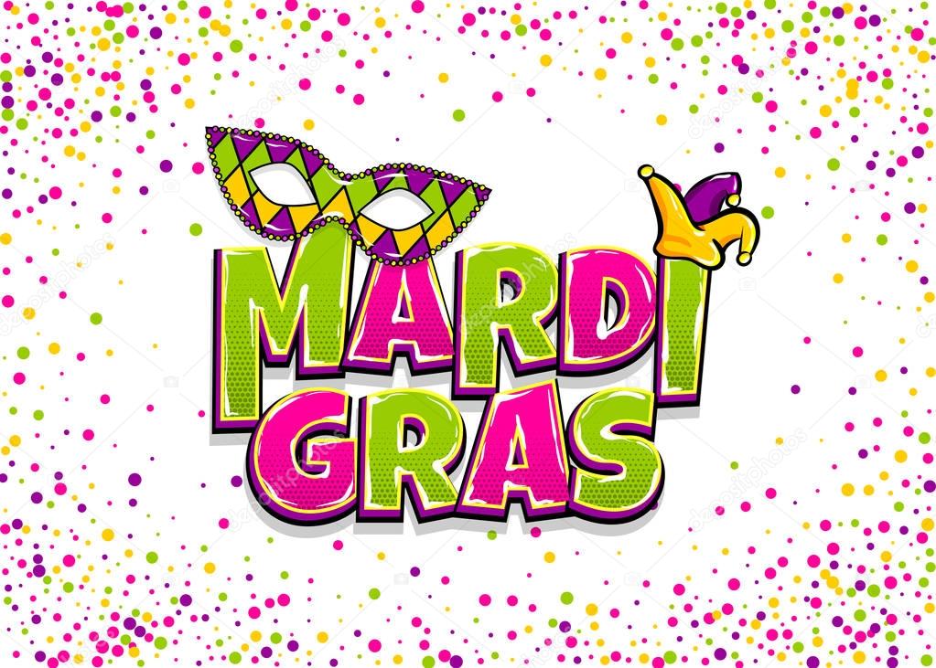 Mardi Gras comic text pop art
