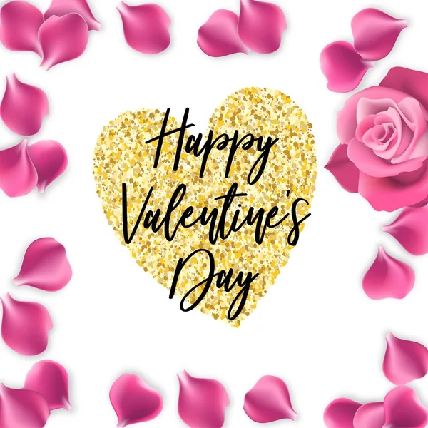 Rózsaszirom boldog Valentin-napot háttér — Stock Vector