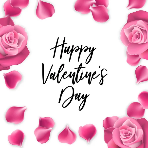 Rózsaszirom boldog Valentin-napot háttér — Stock Vector
