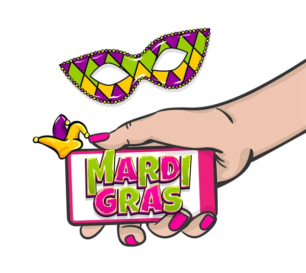 Mardi Gras vector cómic texto pop art — Archivo Imágenes Vectoriales