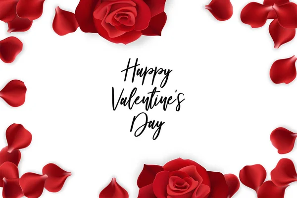 Piros rózsaszirom Valentin-napi üdvözlőlap — Stock Vector