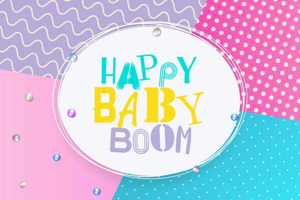 Baby boom boldog születésnapot memphis stílus — Stock Vector