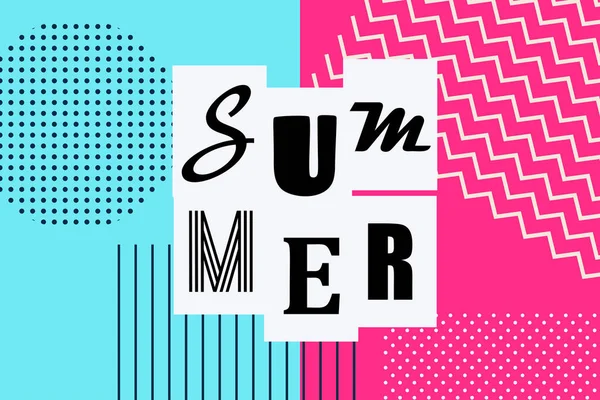 Summer banner vintage Memphis style — Stock Vector