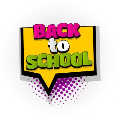 Okula geri çizgi roman metin pop sanat