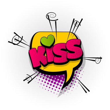 aşk kalp çizgi roman metin pop art öp