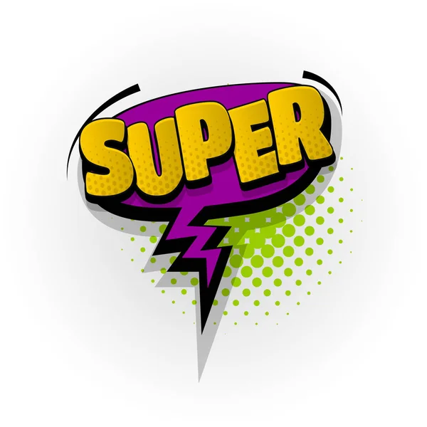 Super wow cómic texto pop art — Vector de stock