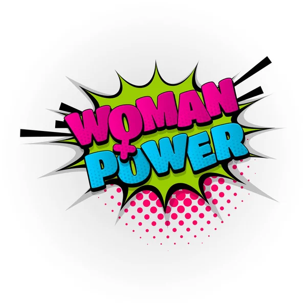 Woman girl power comic book text pop art — Stock Vector