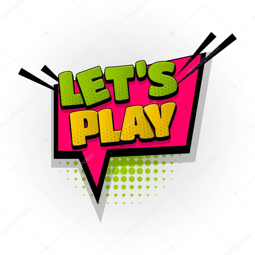 Lets play gamer game comic book text pop art
