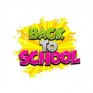 Okula geri komik metin pop sanat