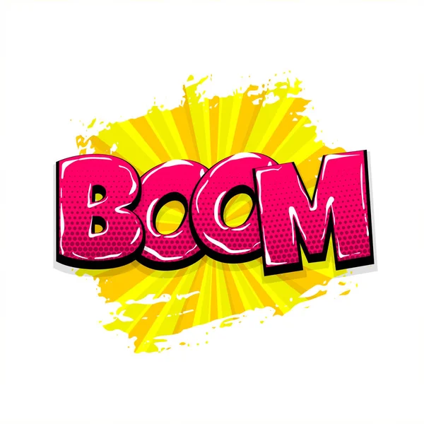 Comic text pop art grunge perie boom bombă — Vector de stoc