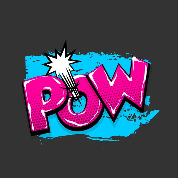 Comic Text Pop Art Grunge Pinsel Pow Knall — Stockvektor