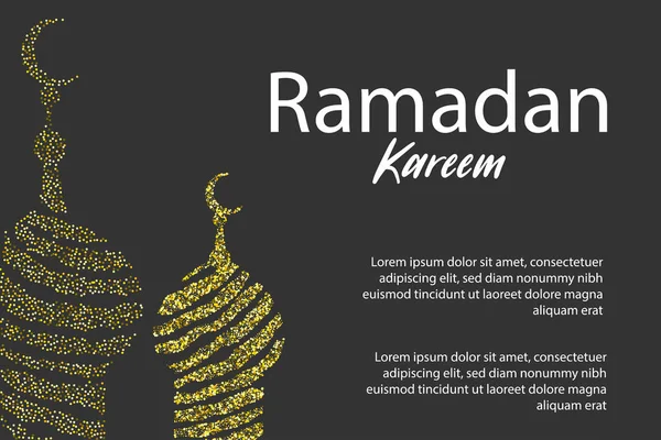 Ramadan Kareem golden sparkle greeting card — Stock Vector