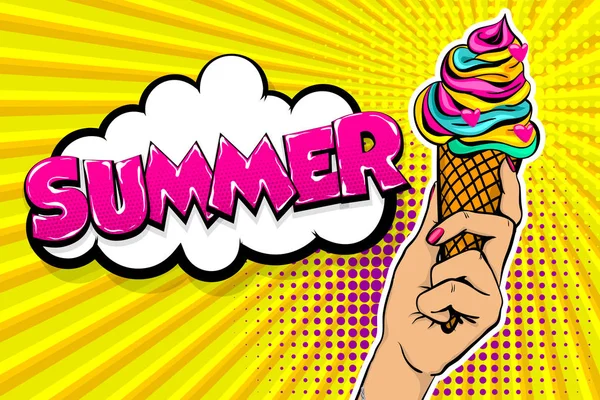 Tempo di pausa gelato a fumetti pop art — Vettoriale Stock