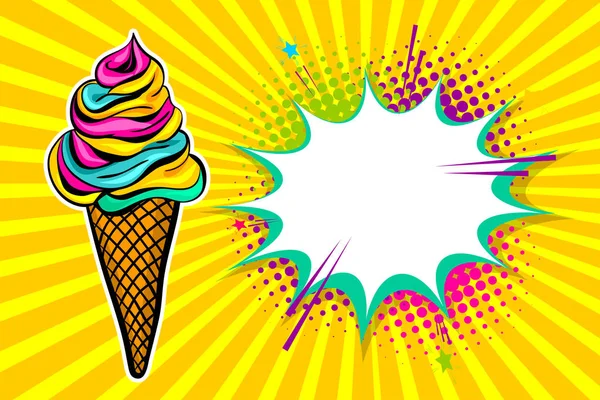 Summer sweet food pop art comic book — Stock Vector