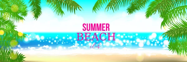 Hora de verão clube praia palmeira paisagem — Vetor de Stock