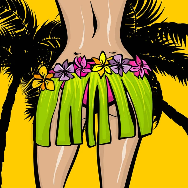 Женщина-поп-арт комикс на Гавайях — стоковый вектор