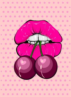 Pop sanatçısı kadın çizgi film seksi parlak dudaklar