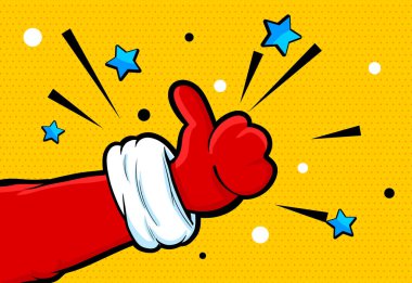 Santa Clous eldiven içinde pop sanatı eski tarz.