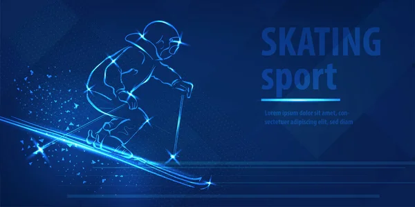 Skiing speed race skating sport Ice skiing race — Stock vektor