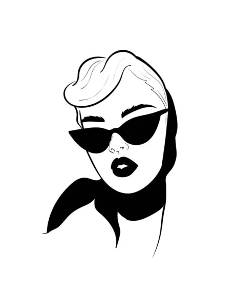 Boceto de diseño monocromático de moda mujer en estilo pop art — Vector de stock