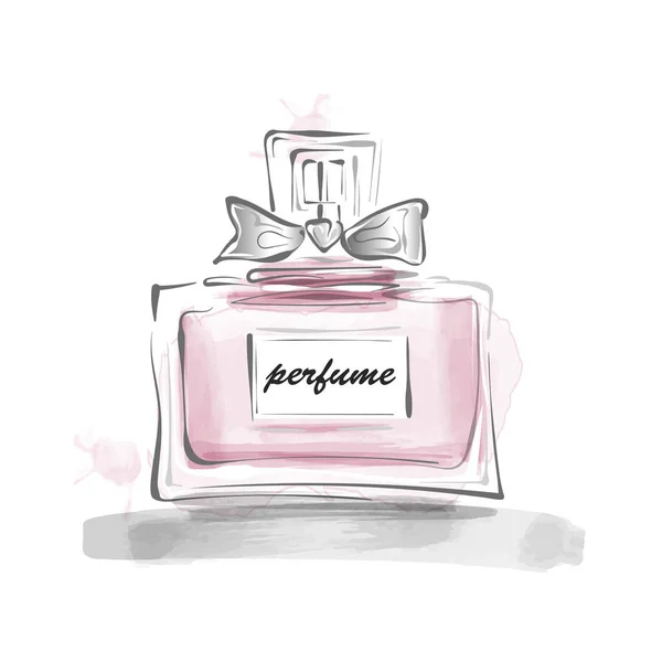 Parfum fles met boog vector illustratie vrouwelijke template — Stockvector