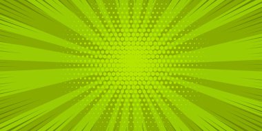 Pop Art Green çizgi roman çizgi roman kapağı. Çizgi film komik retro desenli striptiz maketi. Vektör yarım ton çizimi. Komik süper kahraman metni, konuşma balonu, mesaj için klasik arkaplan.