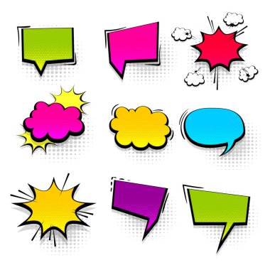 Colored peech bubble for comic text isolated background clipart