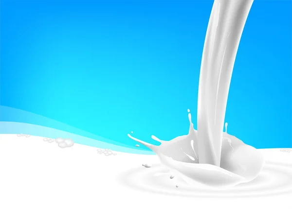 Milk shake splash on blue background food — Stock Vector
