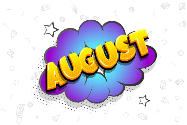 August Comic Text Sprechblase Pop Art — Stockvektor
