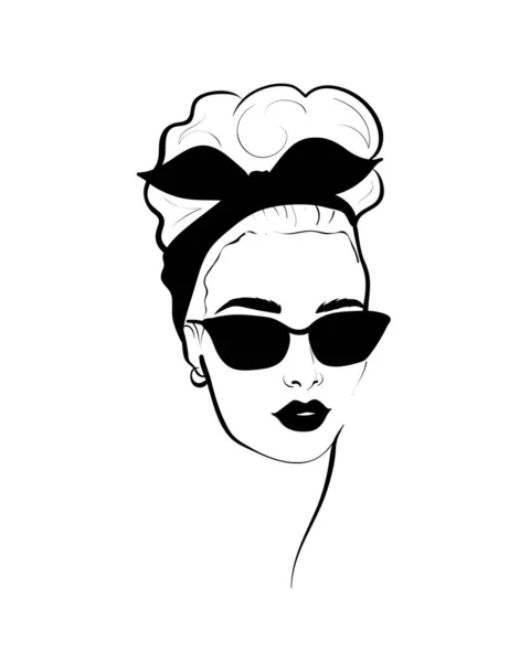 Mode monochrome esquisse de conception femme dans le style pop art — Image vectorielle