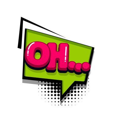 Oh komik metin ses efektleri pop sanat tarzı. Konuşma balonu sözcük vektör ve kısa tümcecik ifade illüstrasyon karikatür. Çizgi roman kitap renkli arka plan şablonu.