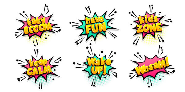 Comic text speech bubble pop art style